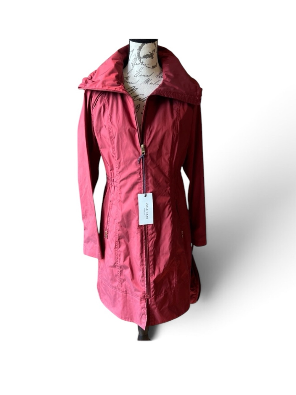 NWT Cole Haan Packable Long Rain Coat Jacket Sz M